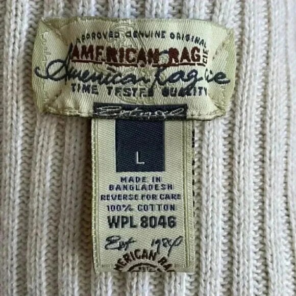 American Rag Mens Sweater 1/4 Zip Ribbed Cotton Pullover Beige Size Large - Picture 14 of 16